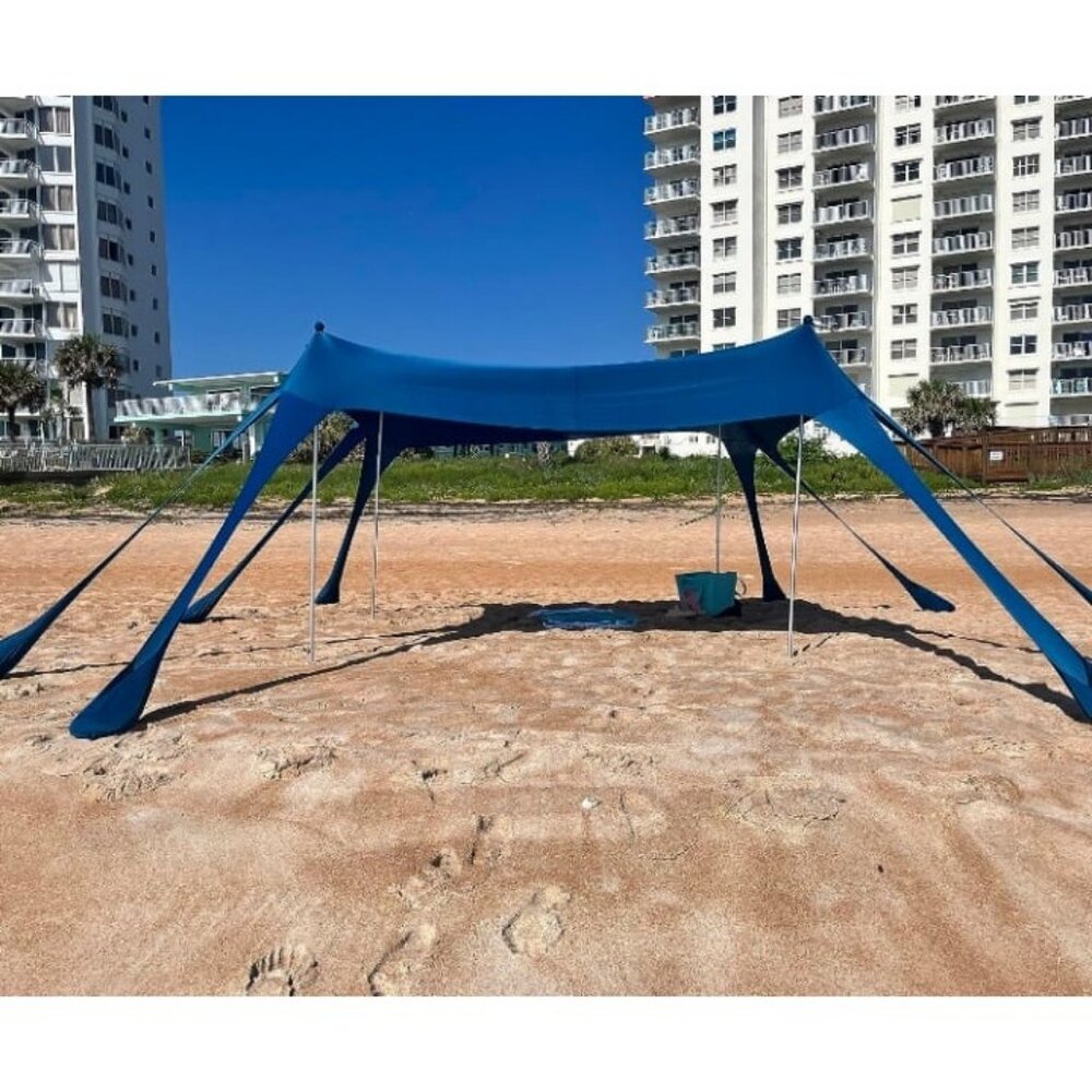 Beach Tent, Camping Sun Shelter UPF50+ with 8 Sandbags, Sand Shovels